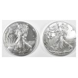 (2) 2016 AMERICAN SILVER EAGLES BU (2) 2016 AMERICAN SILVER EAGLES BU