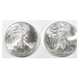 (2) 2015 AMERICAN SILVER EAGLES BU