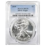 2018 AMERICAN SILVER EAGLE PCGS MS 70