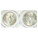 (2) 1922 PEACE DOLLARS BU