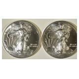 (2) 2015 AMERICAN SILVER EAGLES BU