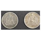 1854 W/ ARROWS SCRATCHED G , 1856 VF HALF DIMES 1854 W/ ARROWS SCRATCHED G , 1856 VF HALF DIMES