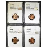 1946-S, 48-S, 52-S, 72-D LINCOLNS NGC MS-66 RD