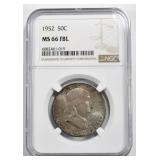 1952 FRANKLIN HALF NGC MS-66 FBL TONED