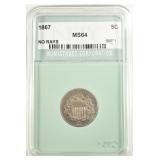 1867 SHIELD NICKEL NTC CH/GEM BU 1867 SHIELD NICKEL NTC CH/GEM BU
