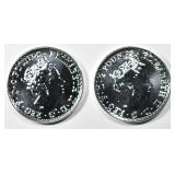 (2) 2022 BRITANNIA 1OZ .999 SILVER ROUND