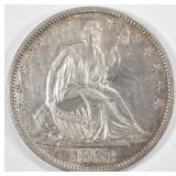 1858-O SEATED LIBERTY HALF DOLLAR CH AU