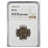 1954 S JEFFERSON NICKELS NGC MS 66 1954 S JEFFERSON NICKELS NGC MS 66