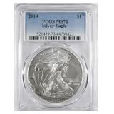 2014 AMERICAN SILVER EAGLE PCGS MS 70