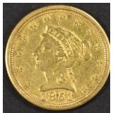 1851-O GOLD $2.5 LIBERTY CH AU