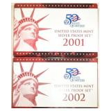 2001,02 UNITED STATES SILVER PROOF SETS OGP 2001,02 UNITED STATES SILVER PROOF SETS OGP