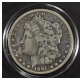 1891-CC MORGAN DOLLAR VF