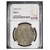 1923-S PEACE DOLLAR NGC MS61