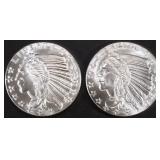 (2) 1 OZ .999 SILVER INDIAN DESIGN ROUNDS (2) 1 OZ .999 SILVER INDIAN DESIGN ROUNDS