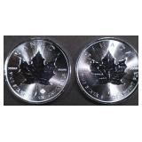(2) 1 OZ .999 SILVER CANADIAN MAPLE LEAF ROUNDS (2) 1 OZ .999 SILVER CANADIAN MAPLE LEAF ROUNDS