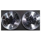 (2) 1 OZ .999 SILVER CANADIAN MAPLE LEAF ROUNDS