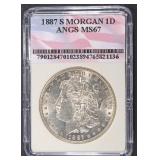 1887-S MORGAN DOLLAR ANGS SUPERB GEM BU 1887-S MORGAN DOLLAR ANGS SUPERB GEM BU
