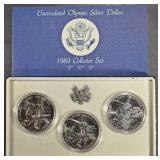 1984 UNC OLYMPIC SILVER DOLLARS COMM 3-COIN SET 1984 UNC OLYMPIC SILVER DOLLARS COMM 3-COIN SET