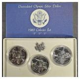 1984 UNC OLYMPIC SILVER DOLLARS COMM 3-COIN SET