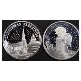 (2) 1 OZ .999 SILVER ANGEL & XMAS BLESSINGS ROUNDS