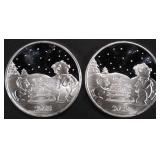 (2) 1 OZ .999 SILVER 2023 XMAS SLED ROUNDS