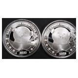 (2) 1 OZ .999 SILVER 2023 BABYS FIRST XMAS ROUNDS (2) 1 OZ .999 SILVER 2023 BABYS FIRST XMAS ROUNDS