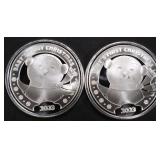 (2) 1 OZ .999 SILVER 2023 BABYS FIRST XMAS ROUNDS