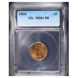 1900 INDIAN CENT ICG MS64 RB 1900 INDIAN CENT ICG MS64 RB