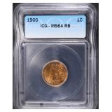 1900 INDIAN CENT ICG MS64 RB