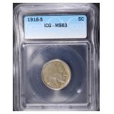 1916-S BUFFALO NICKEL ICG MS63 1916-S BUFFALO NICKEL ICG MS63