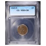 1920-S LINCOLN CENT ICG MS64 BN 1920-S LINCOLN CENT ICG MS64 BN