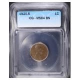 1920-S LINCOLN CENT ICG MS64 BN