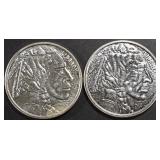 (2) 1 OZ .999 SILVER BUFFALO DESIGN ROUNDS (2) 1 OZ .999 SILVER BUFFALO DESIGN ROUNDS