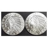 (2) 1 OZ .999 SILVER INDIAN DESIGN ROUNDS