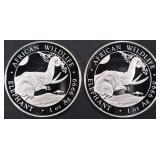 (2) 1 OZ .999 SILVER 2023 SOMALIAN ELEPHANT ROUNDS (2) 1 OZ .999 SILVER 2023 SOMALIAN ELEPHANT ROUNDS
