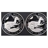 (2) 1 OZ .999 SILVER 2023 SOMALIAN ELEPHANT ROUNDS