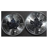 (2) 1 OZ .999 SILVER 2016 MAPLE LEAF ROUNDS (2) 1 OZ .999 SILVER 2016 MAPLE LEAF ROUNDS