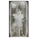(1) 10 OZ .999 SILVER SAMURAI BAR (1) 10 OZ .999 SILVER SAMURAI BAR