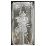 (1) 10 OZ .999 SILVER SAMURAI BAR