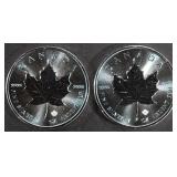 (2) 1 OZ .999 SILVER 2016 MAPLE LEAF ROUNDS (2) 1 OZ .999 SILVER 2016 MAPLE LEAF ROUNDS