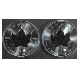 (2) 1 OZ .999 SILVER 2016 MAPLE LEAF ROUNDS