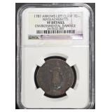 1787 ARROWS LEFT CLAW CENT NGC VF DETAILS