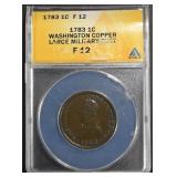 1783 WASHINGTON COPPER CENT ANACS F12 1783 WASHINGTON COPPER CENT ANACS F12