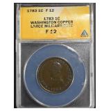 1783 WASHINGTON COPPER CENT ANACS F12