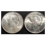 (2) 1923 PEACE DOLLARS BU