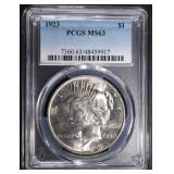 1923 PEACE DOLLAR PCGS MS63