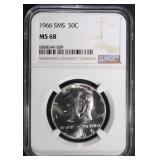 1966 SMS KENNEDY HALF DOLLAR NGC MS68 1966 SMS KENNEDY HALF DOLLAR NGC MS68