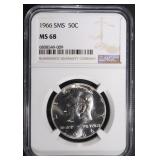 1966 SMS KENNEDY HALF DOLLAR NGC MS68