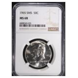 1965 SMS KENNEDY HALF DOLLAR NGC MS68 1965 SMS KENNEDY HALF DOLLAR NGC MS68