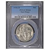 1936-D SAN DIEGO COMMEM HALF DOLLAR PCGS MS 66